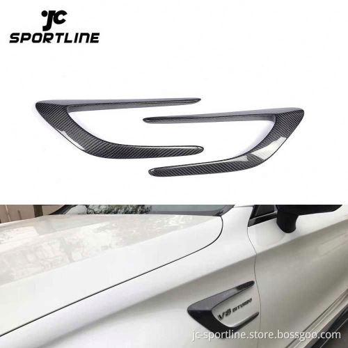 2PCS/SET Carbon Fiber Front Fender Scoop Vents Trims for Mercedes C63 AMG W205 15-17